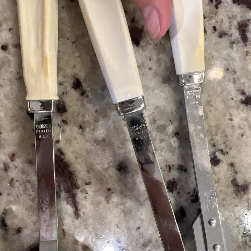 Vintage ANDROCK‎ Hearts Kitchen Utensils Spoon, Ladle, Meat Fork Cottagecore
